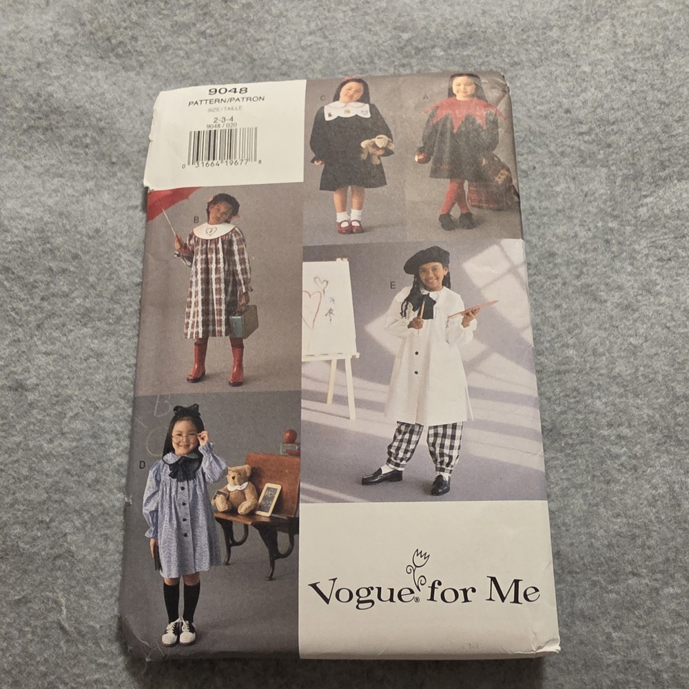 Vogue 9048 Child Costume Sewing Pattern Unisex Kids Size 2-4